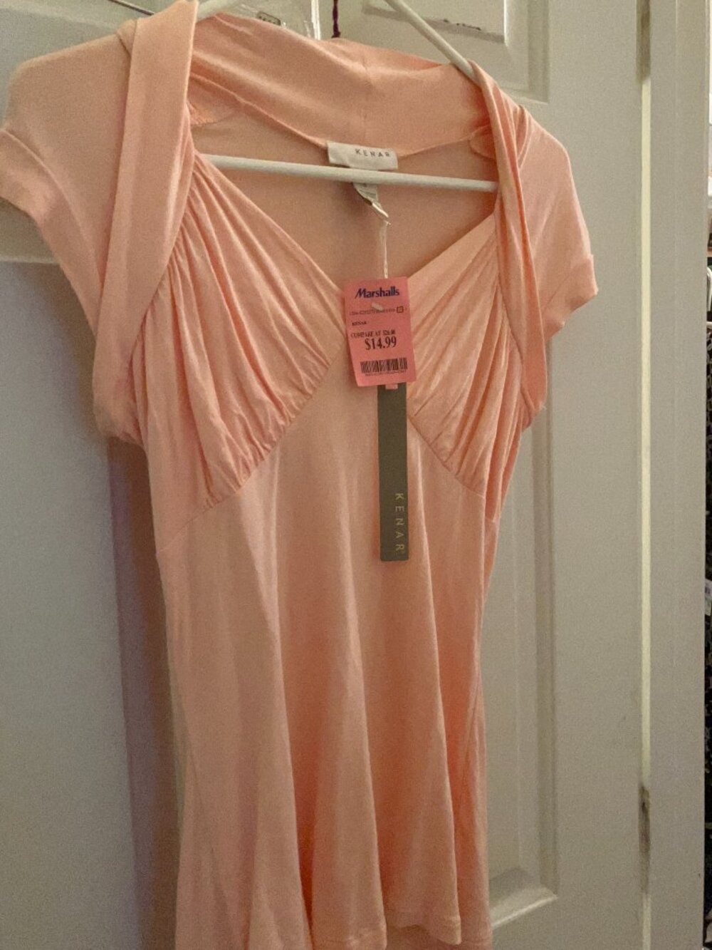 Kensie, modal stretch fabric, size S top, peach